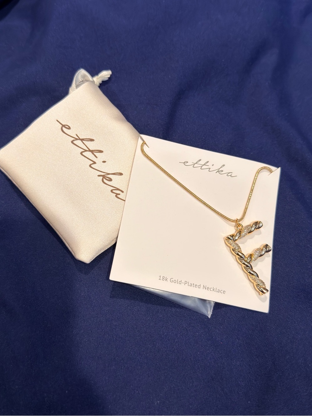 ettika Gold-Tone Twisted Letter F Pendant Necklace - Gold
